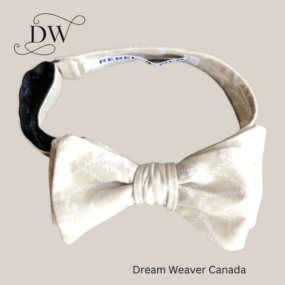 Ropes Nautical Bow Tie | Cream Ropes on Beige - Picture 2 of 5